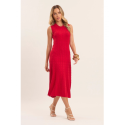 Vestido Midi Nature com Textura Vermelho