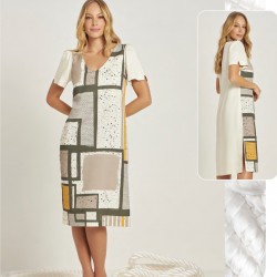 VESTIDO VISCOSE COM CHIFFON GATOS E ATOS.