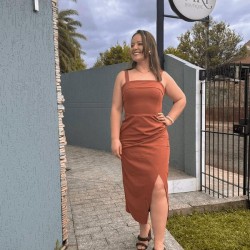 Vestido Midi de Alças Tropical em Alfaiataria