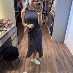 VESTIDO MIDI CANELADO GATOS E ATOS