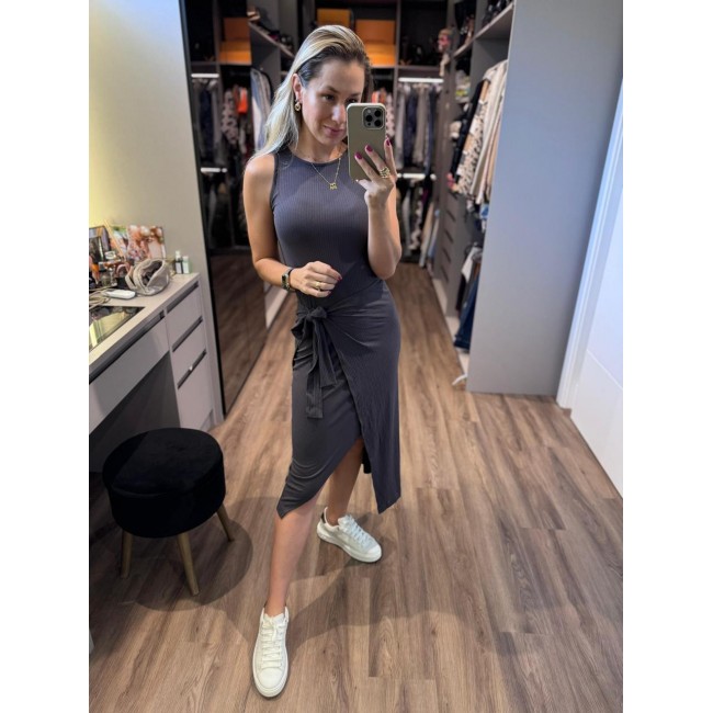 VESTIDO MIDI CANELADO GATOS E ATOS