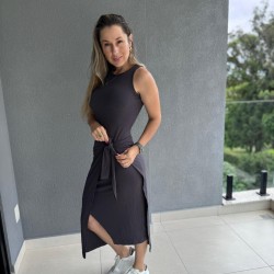 VESTIDO MIDI CANELADO GATOS E ATOS