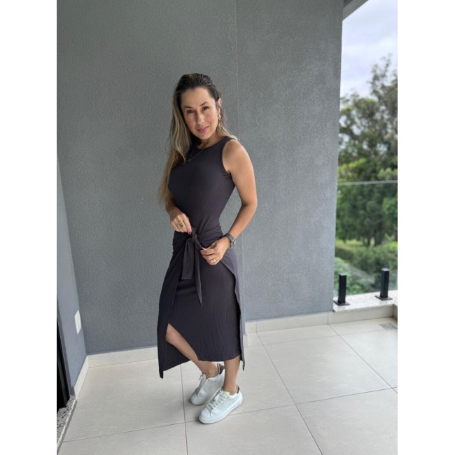 VESTIDO MIDI CANELADO GATOS E ATOS