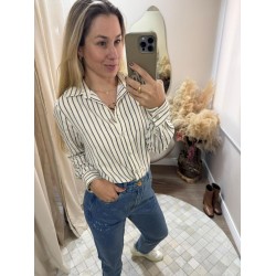 Camisa de Manga Longa em Plano Linen com Listras