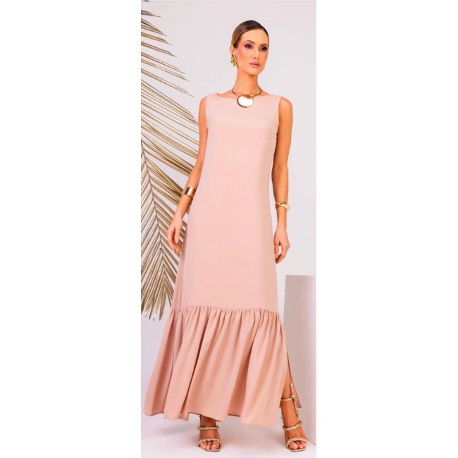 Vestido longo plano abertura lateral | Tigrara