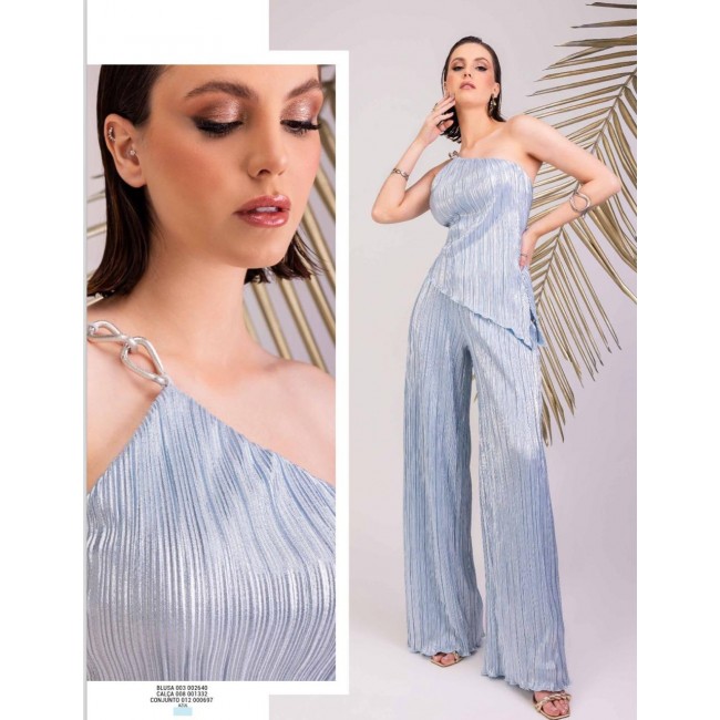 Conjunto blusa/calça malha plissado| Tigrara