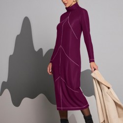 VESTIDO MIDI CANELADO VISCOSE COM ELASTANO GATOS&ATOS