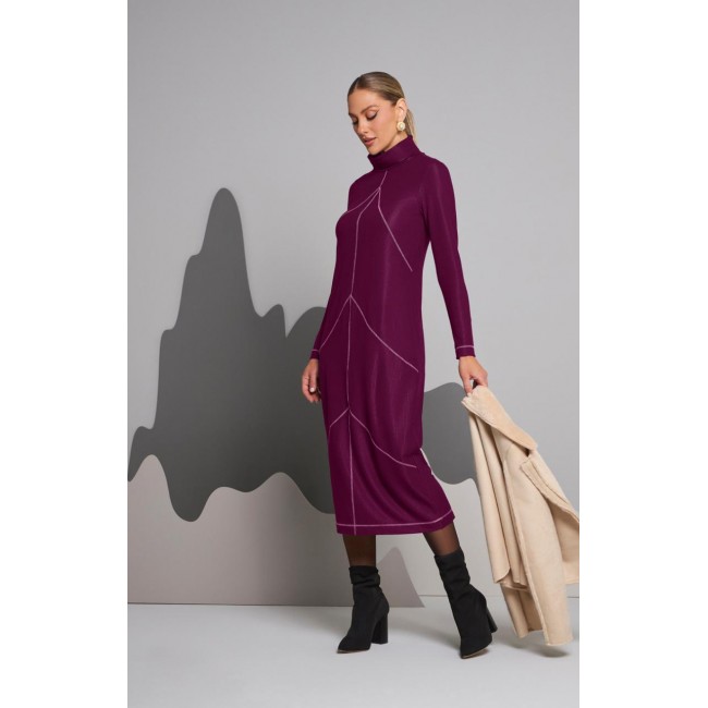 VESTIDO MIDI CANELADO VISCOSE COM ELASTANO GATOS&ATOS