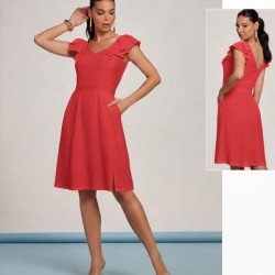 VESTIDO SHANTUNG VERMELHO GATOS&ATOS