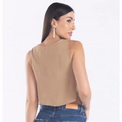 BLUSA CROPPED SEM MANGA COM BRILHO