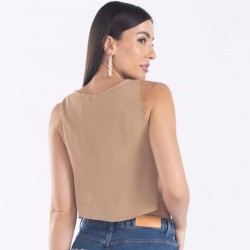 BLUSA CROPPED SEM MANGA COM BRILHO