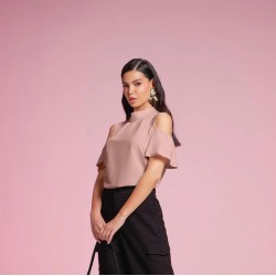 BLUSA ROSA VISCOSE COM LINHO GATOS E ATOS