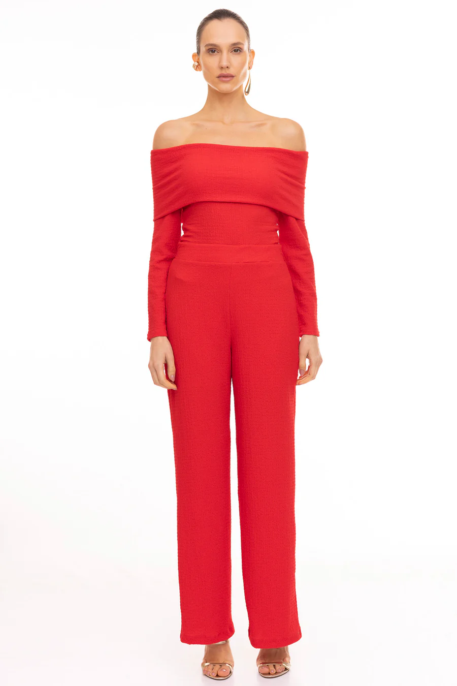 CALÇA RETA EM MALHA TEXTURIZADA | CityBlue